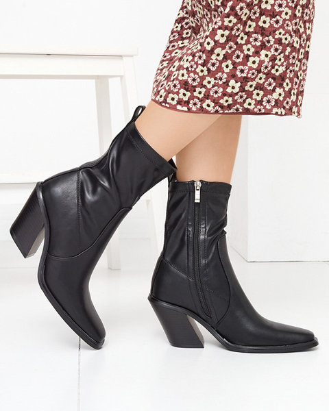 OUTLET Чорні жіночі черевики на стійці Fibbi - Взуття