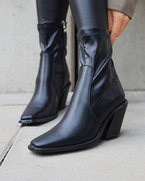 OUTLET Чорні жіночі черевики на стійці Fibbi - Взуття