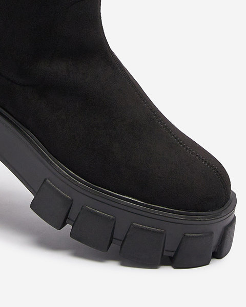 OUTLET Чорні жіночі чоботи вище коліна на товстій підошві Amerita- Footwear