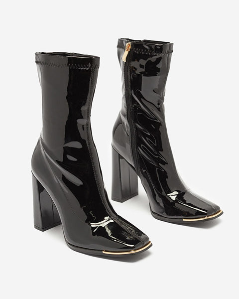 OUTLET Чорні жіночі лаковані чоботи на стійці Rekila - Взуття
