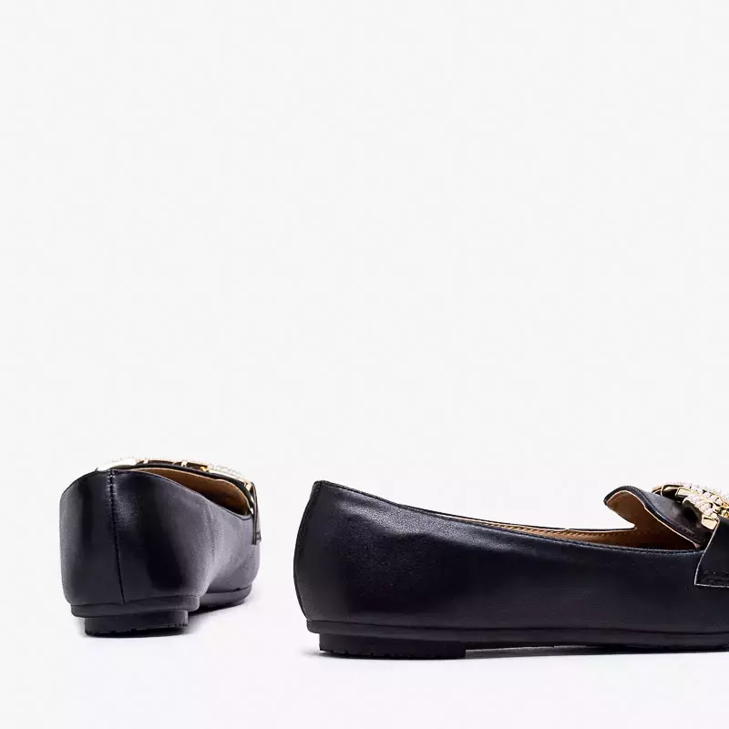 OUTLET Чорні жіночі мокасини з декором Krelizo перли - Взуття