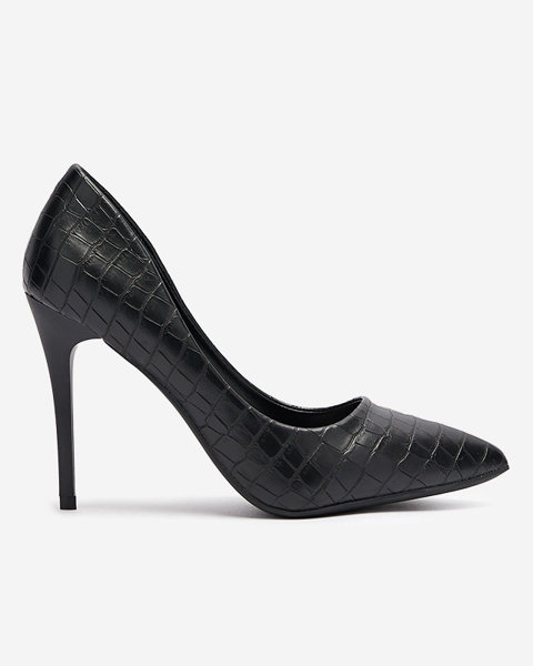 OUTLET Чорні жіночі туфлі-човники на шпильці з тисненням Asota - Взуття