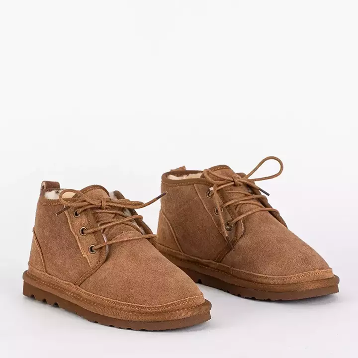 OUTLET Дитячі коричневі короткі черевики на шнурівці Tibilis- Shoes