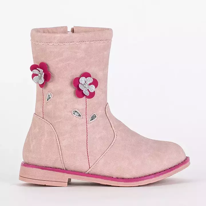 OUTLET Рожеві чоботи для дівчаток з декоративним верхом Amini-Shoes