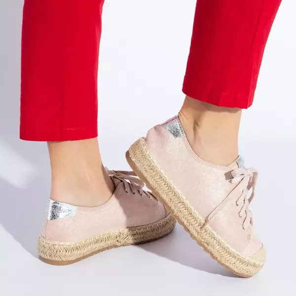OUTLET Рожеві жіночі кросівки а'ла еспадрільї на платформі Woilla - Взуття