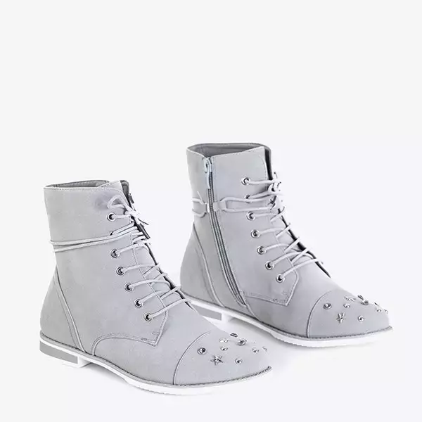 OUTLET Сірі жіночі черевики з прикрасами Matildat - Взуття