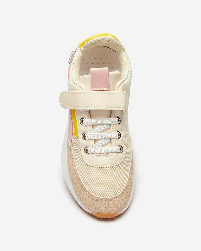 OUTLET Спортивне взуття для дівчаток бежево-рожевого кольору Kaxo- Footwear