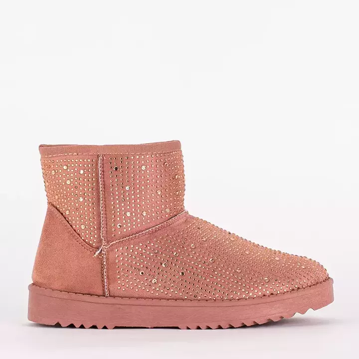 OUTLET Темно-рожеві жіночі снігові черевики з фіанітами Rudis - Взуття