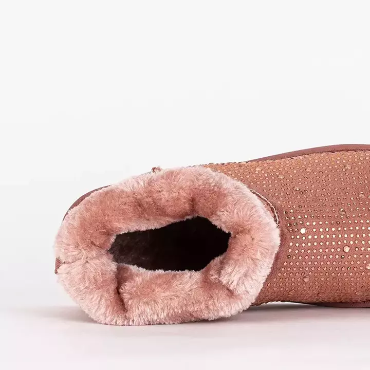 OUTLET Темно-рожеві жіночі снігові черевики з фіанітами Rudis - Взуття