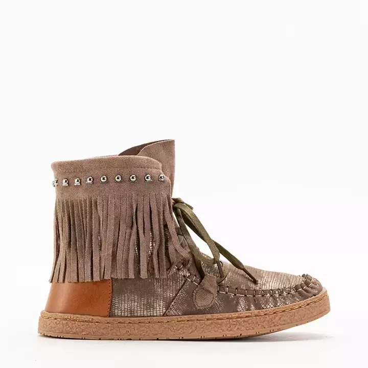 OUTLET Жіночі коричневі снігові черевики з бахромою Medisal - Взуття