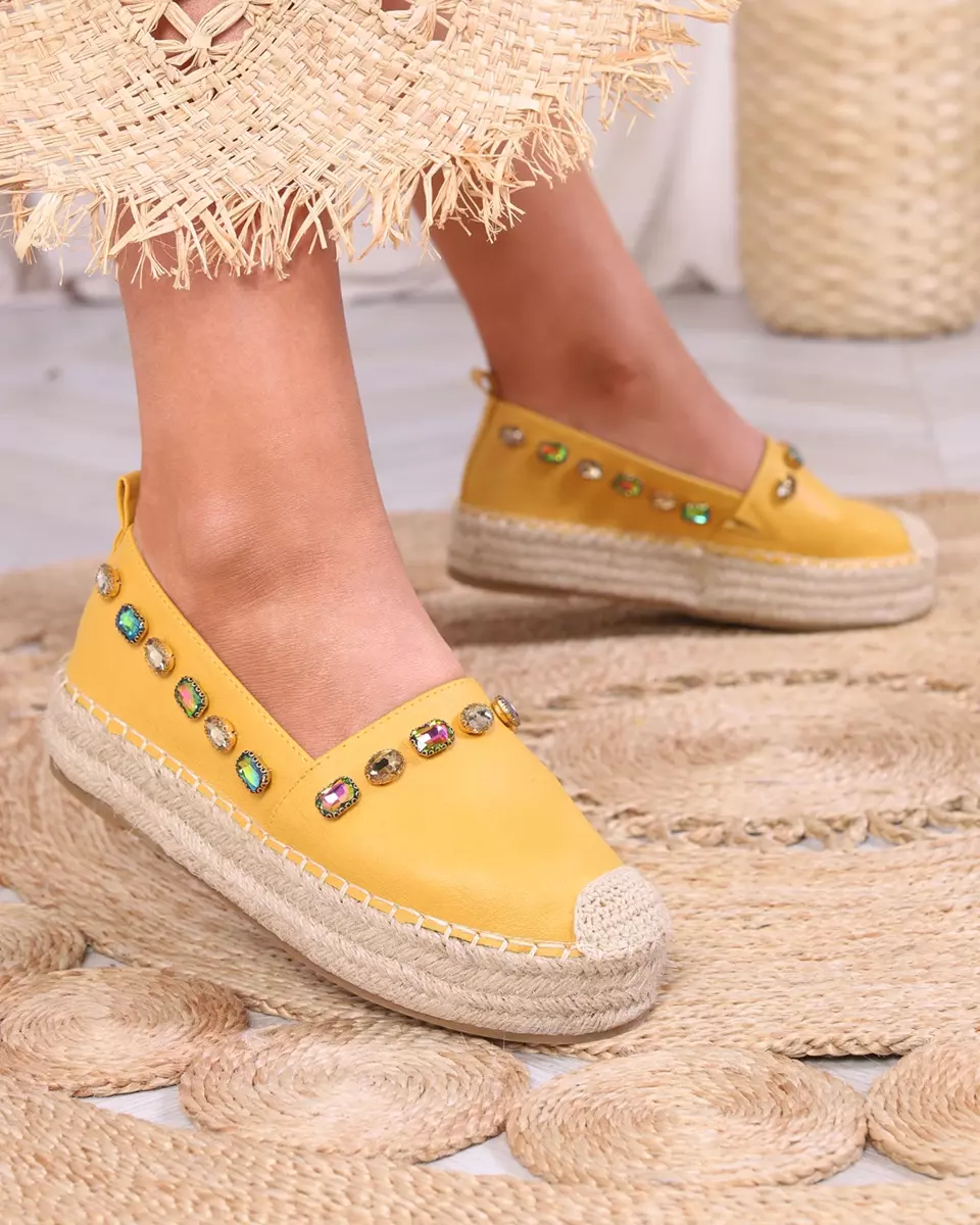 OUTLET Жіночі жовті еспадрильї з кристалами Ziennie - Взуття