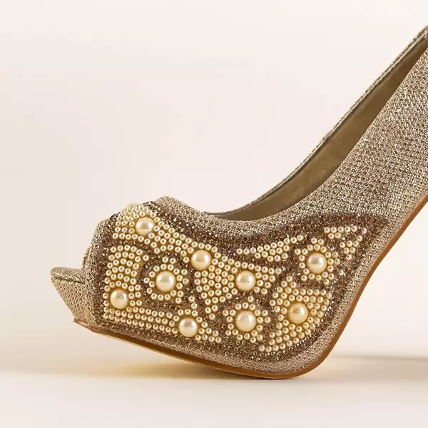 OUTLET Золоті блискучі туфлі на шпильці Prisca - Взуття