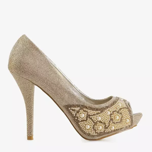 OUTLET Золоті блискучі туфлі на шпильці Prisca - Взуття
