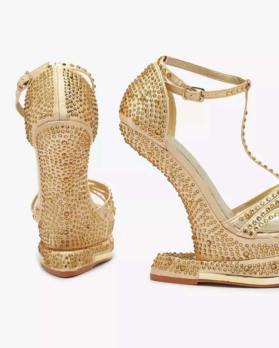 OUTLET Золоті жіночі човники з цирконами Nekko- Footwear