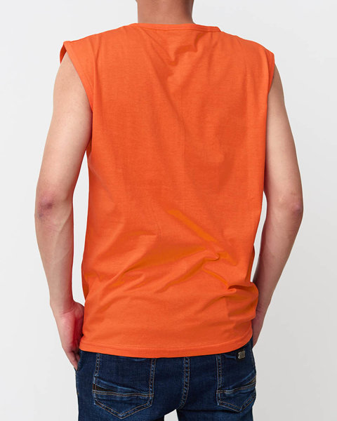 Помаранчева чоловіча футболка без рукавів з принтом - Одяг