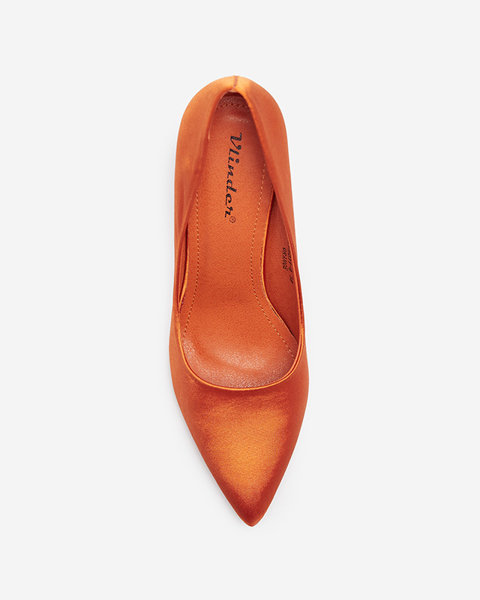 Помаранчеві жіночі атласні туфлі-човники на високій шпильці Norija - Взуття