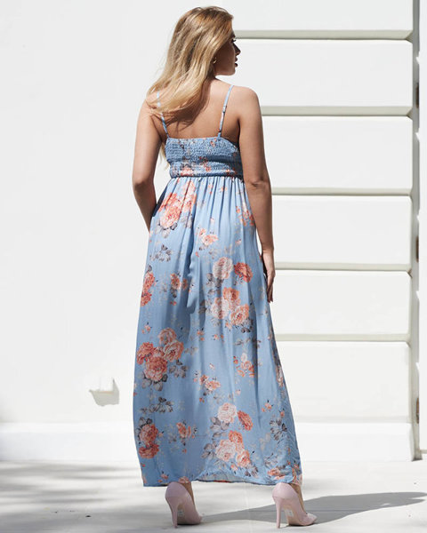 Повітряне жіноче синє квіткове плаття - Одяг