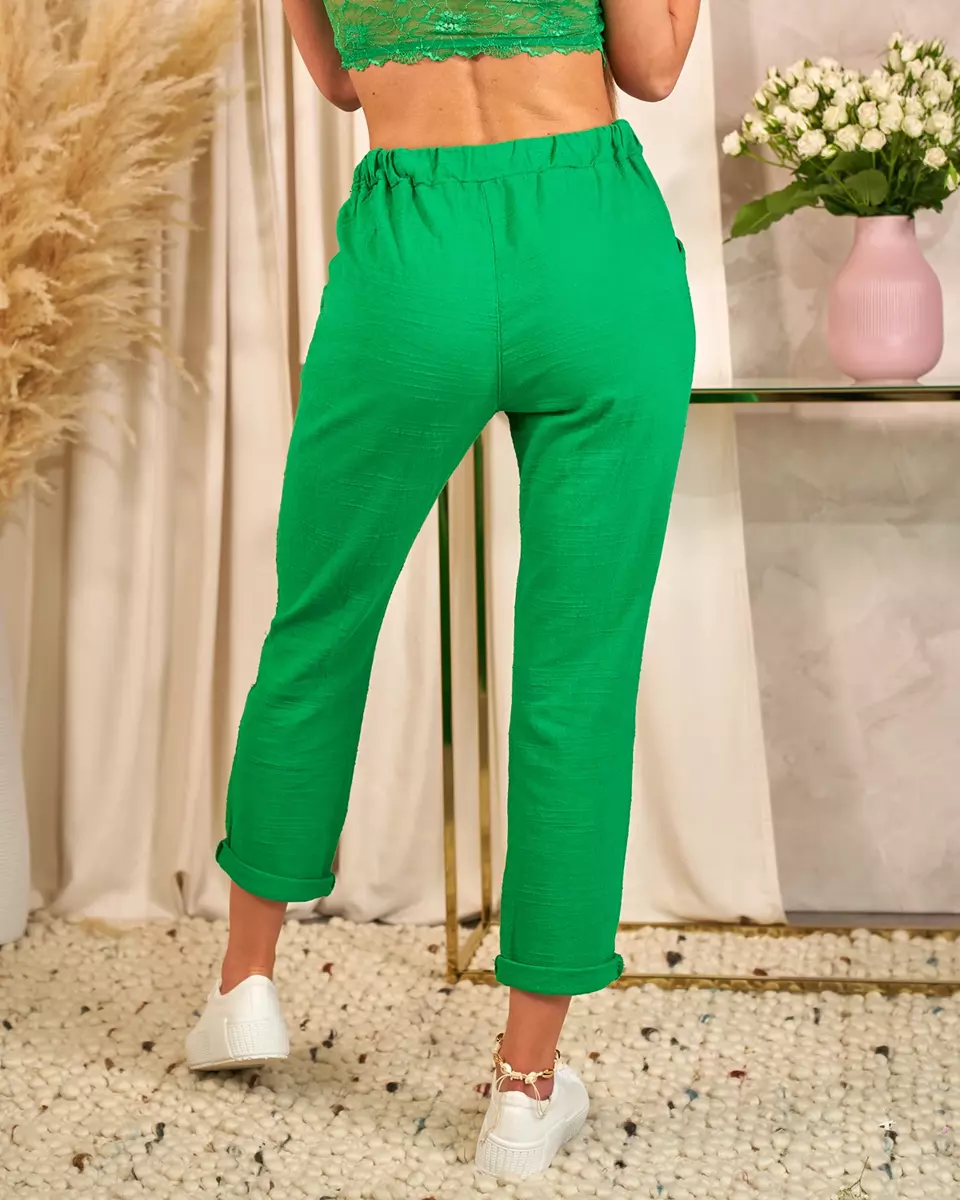 Прямі жіночі брюки з тканини Royalfashion темно-зеленого кольору