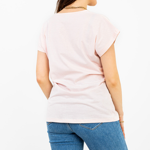 Рожева жіноча футболка з принтом PLUS SIZE
