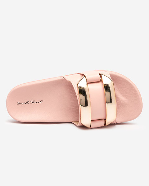 Рожеві жіночі тапочки з золотим орнаментом Serina - Взуття