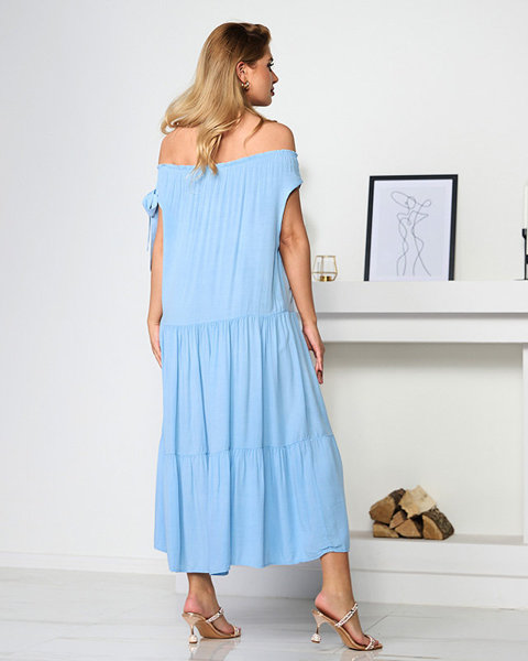 Розкльошена сукня максі світло-блакитного кольору - Одяг