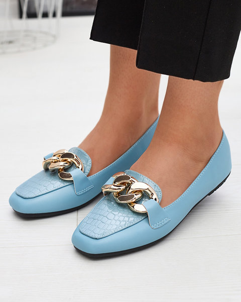 Сині жіночі лофери з екошкіри на ланцюжку Flamii - Взуття