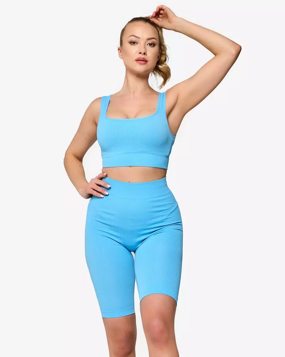 Синій жіночий спортивний комплект у смужку - Одяг