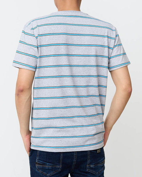 Сіра чоловіча бавовняна футболка в смужку - Одяг