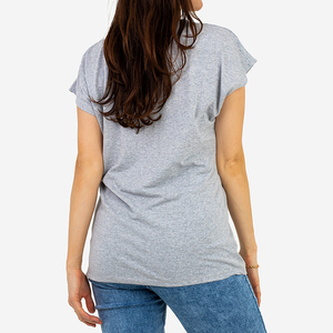 Сіра жіноча футболка з принтом і блискітками PLUS SIZE