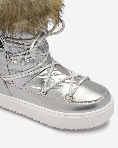Сріблясті жіночі снігоступи з хутром Lilitsa- Взуття