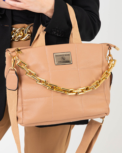 Світло-коричнева маленька жіноча сумочка з додатковим ланцюжком - Аксесуари