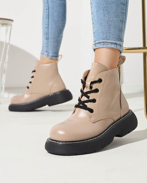 Світло-коричневі жіночі черевики з екошкіри на суцільній підошві Tarrafa - Взуття