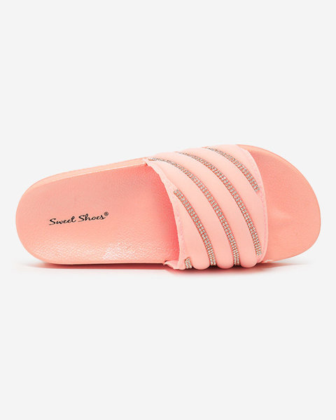 Світло-рожеві жіночі тапочки з фіанітами Erikis - Взуття