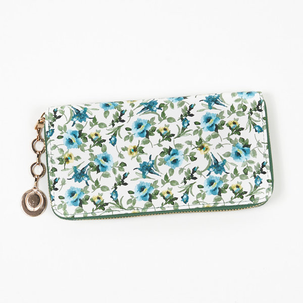 Великий білий жіночий гаманець з синім квітковим візерунком - Аксесуари
