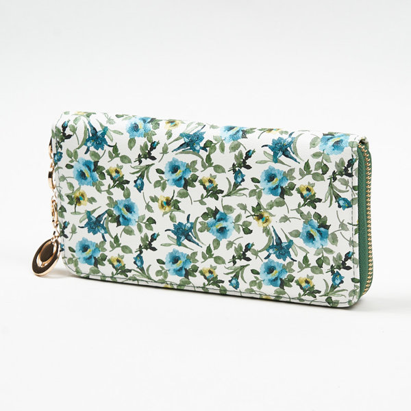 Великий білий жіночий гаманець з синім квітковим візерунком - Аксесуари