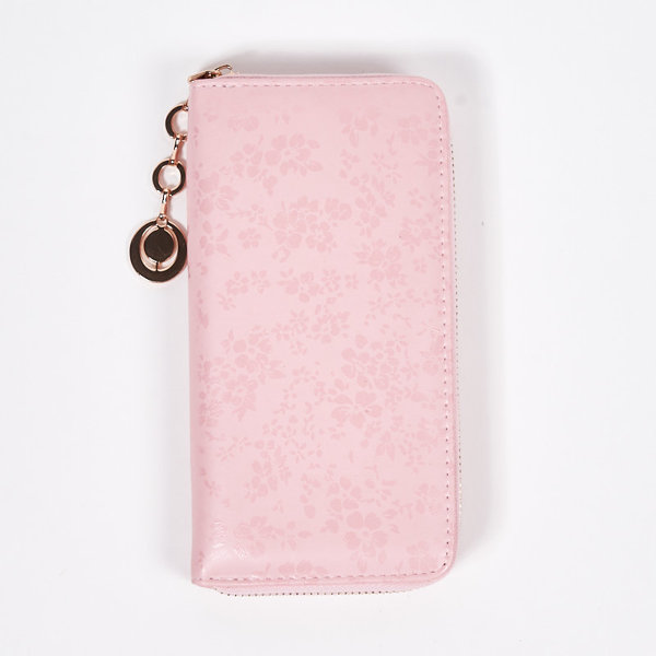 Великий гаманець з матової екошкіри з рожевим візерунком - Аксесуари
