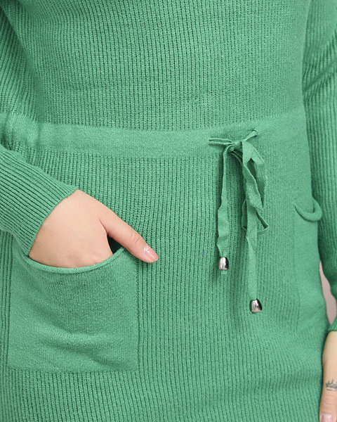 Зелена жіноча сукня-светр з капюшоном