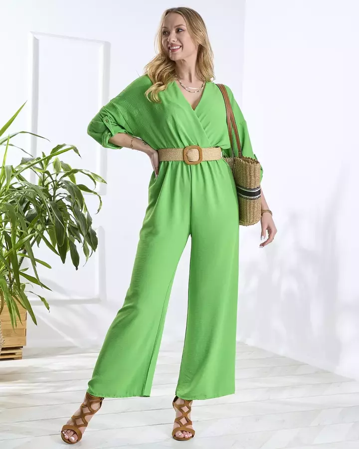 Зелений довгий жіночий комбінезон - Одяг