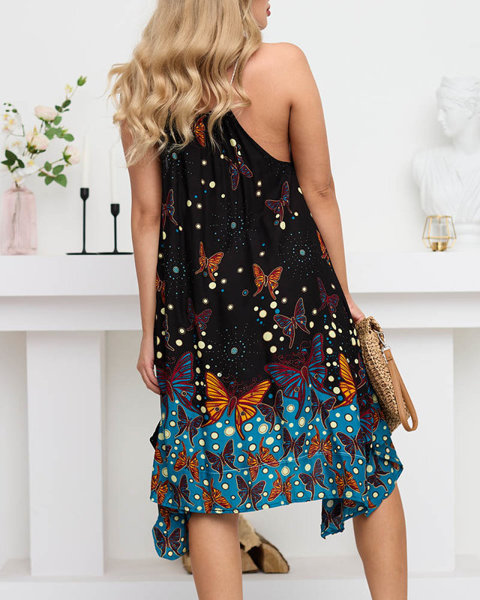 Жіноча чорна літня сукня з метеликами - Одяг