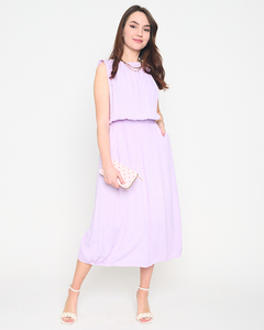 Жіноча фіолетова сукня на плечі з кишенями - Одяг