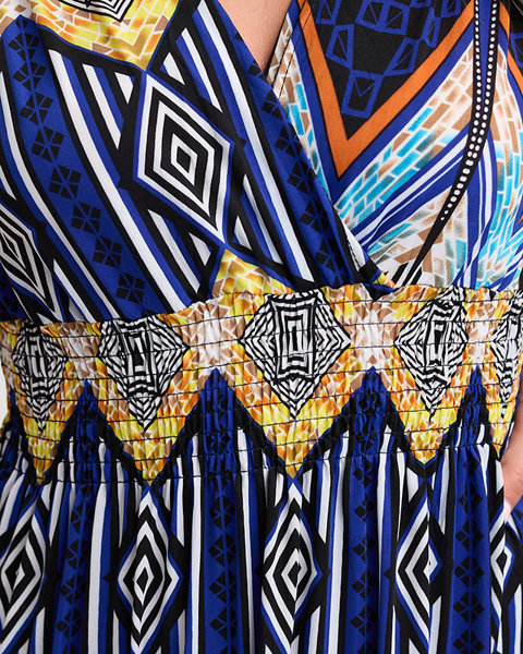 Жіноча кобальтова сукня максі з геометричним принтом - Одяг