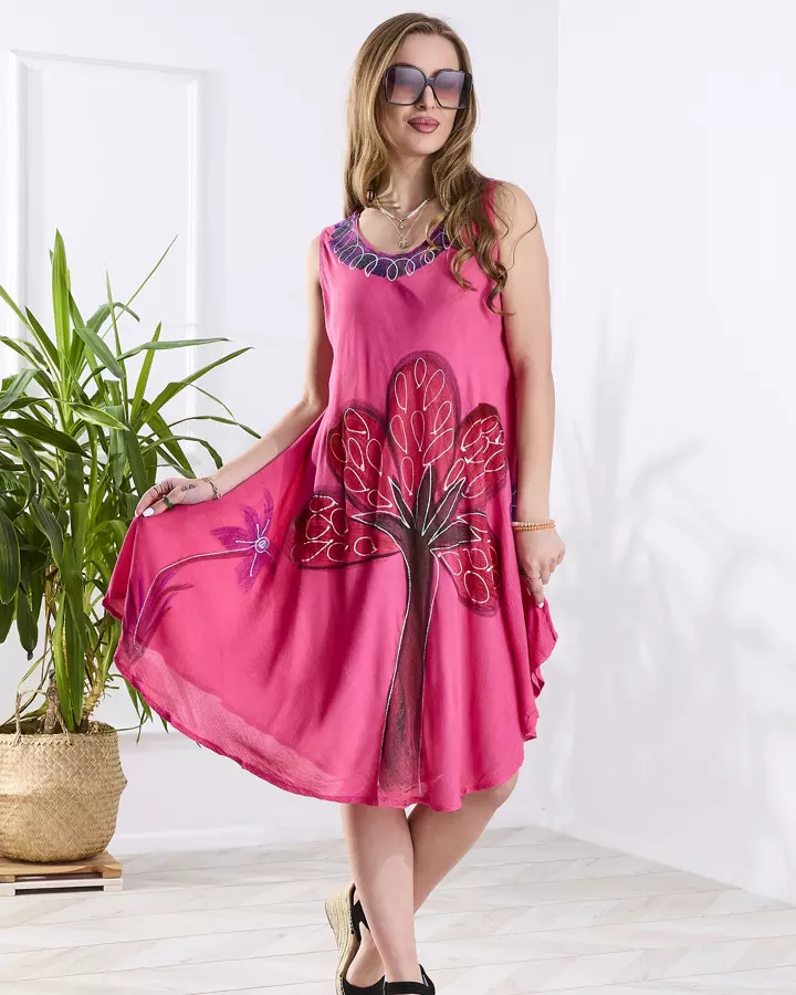 Жіноче рожеве покривало а-ля сукня з квітковим мотивом - Одяг