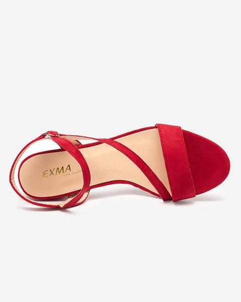Жіночі босоніжки на стовпі червоного кольору Klodu - Туфлі