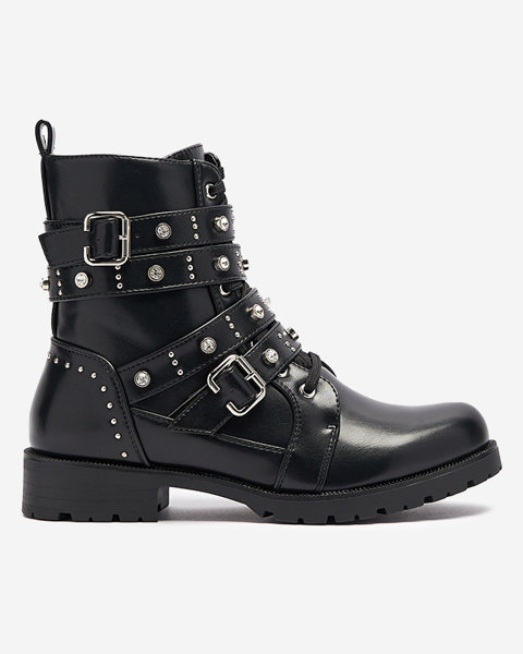 Жіночі черевики з цирконієвими смужками чорного кольору Vaveri-Footwear