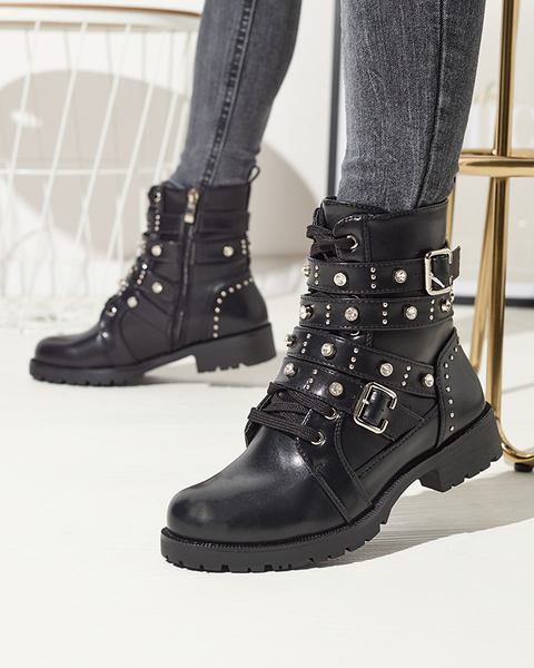 Жіночі черевики з цирконієвими смужками чорного кольору Vaveri-Footwear