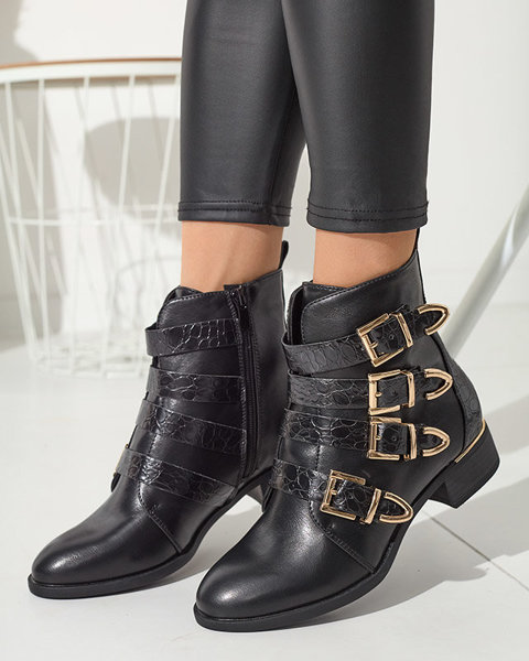 Жіночі чоботи із золотими застібками та чорним тисненням Letta- Footwear