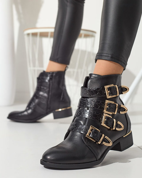 Жіночі чоботи із золотими застібками та чорним тисненням Letta- Footwear