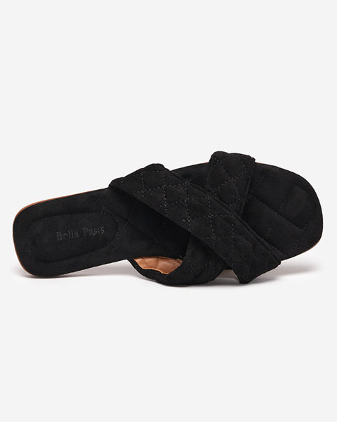 Жіночі чорні еко-замшеві сандалі на плоскому ходу від Delime - Shoes