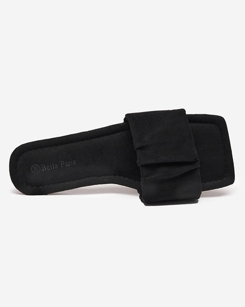 Жіночі чорні еко-замшеві тапочки на плоскому ходу Nesico - Туфлі