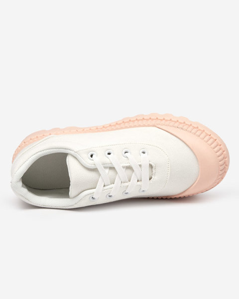 Жіночі кросівки білого кольору з рожевою підошвою Comp - Взуття